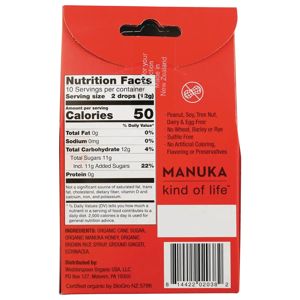 Organic Manuka Honey Drops - Ginger with Echinacea