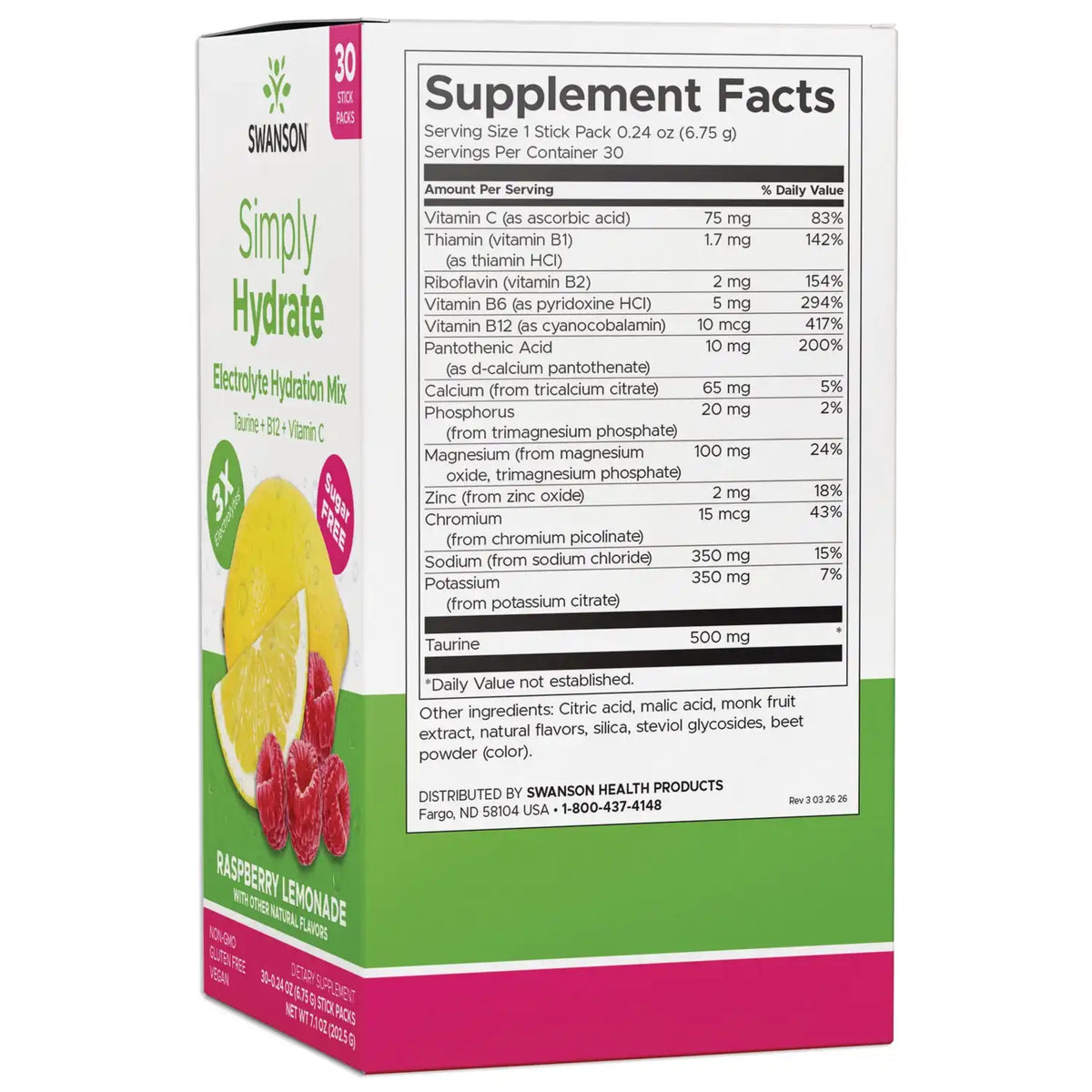 Simply Hydrate Electrolyte Hydration Mix - Raspberry Lemonade