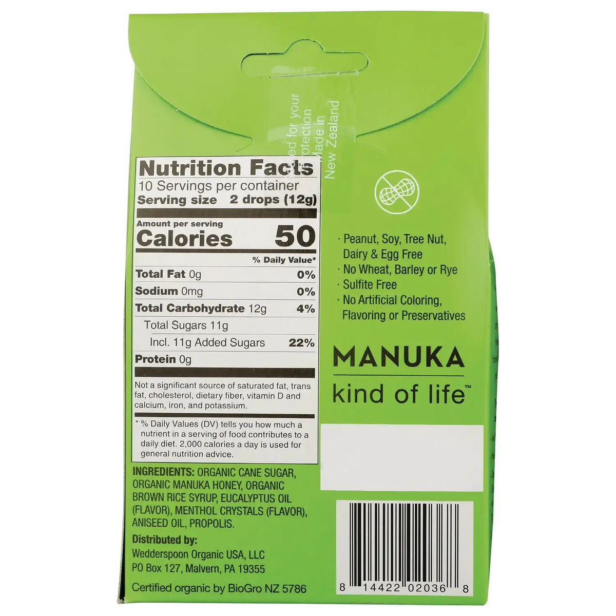 Organic Manuka Honey Drops - Eucalyptus w/ Bee Propolis