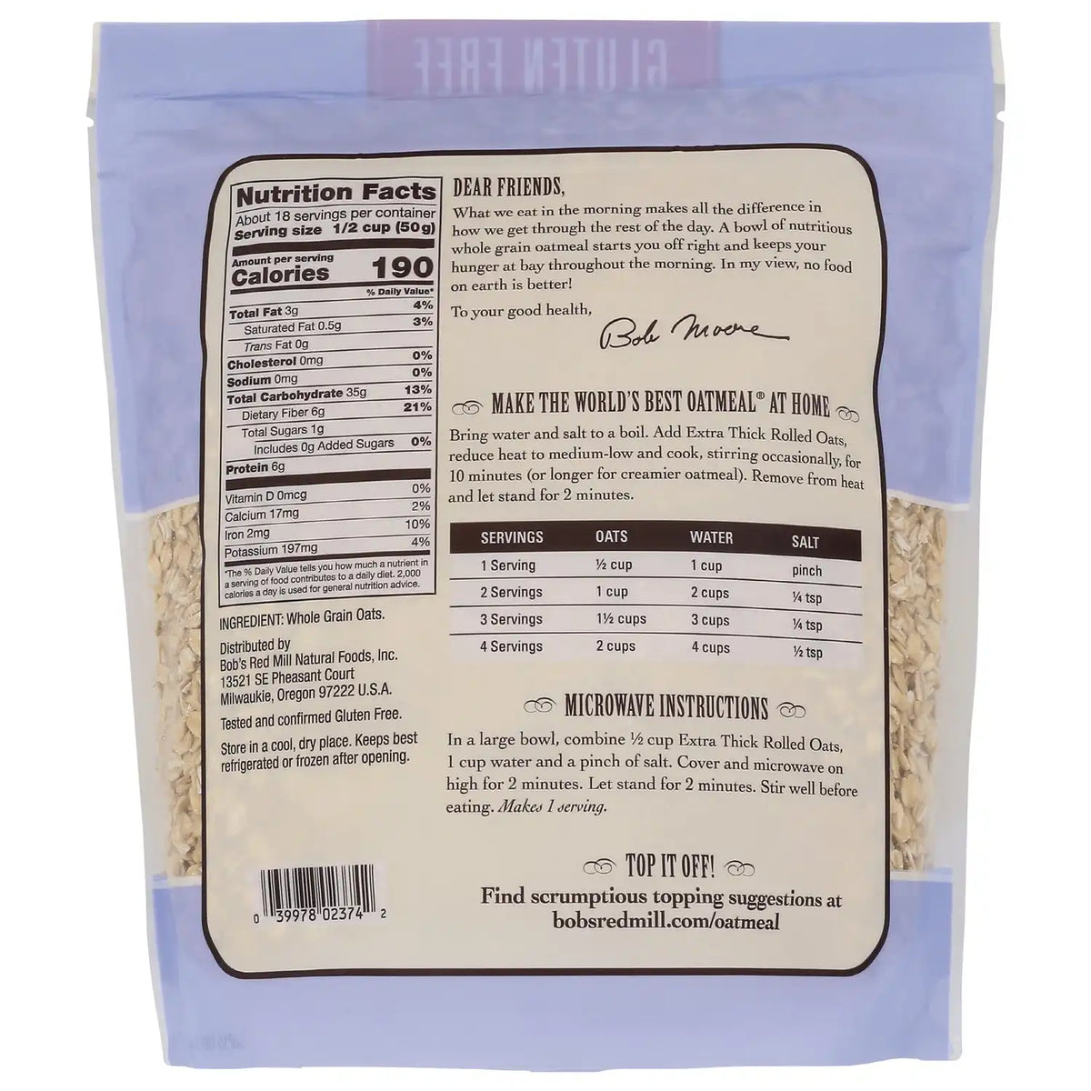 Gluten Free Extra Thick Rolled Oats