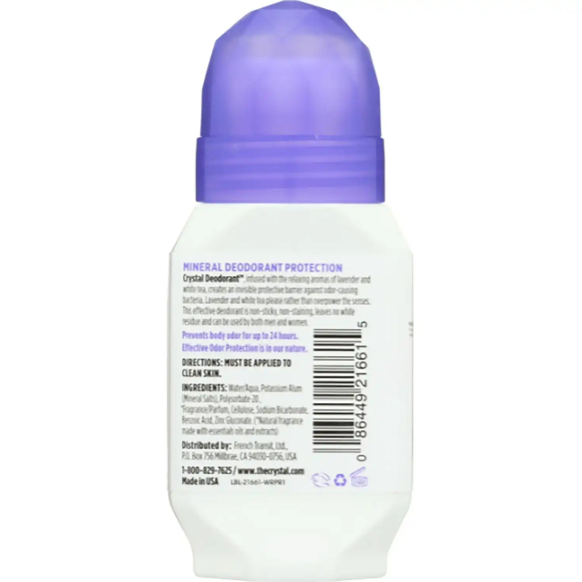 Mineral Deodorant Roll-On - Lavender & White Tea