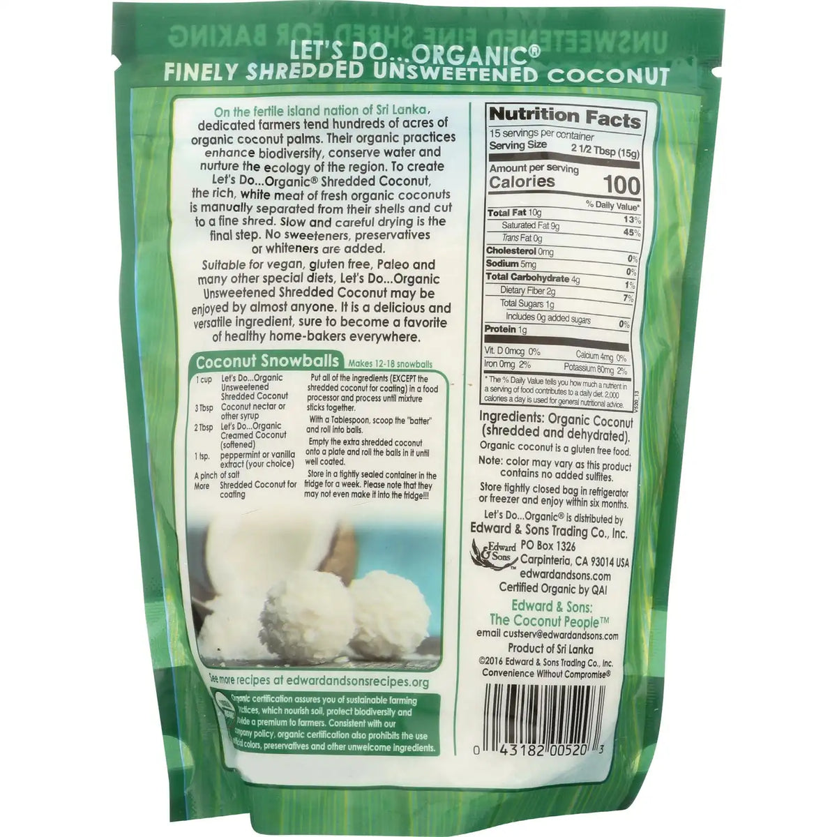 100% Organic Shredded Coconut - Unsweetened